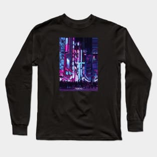Tokyo Street Neon Synthwave Long Sleeve T-Shirt